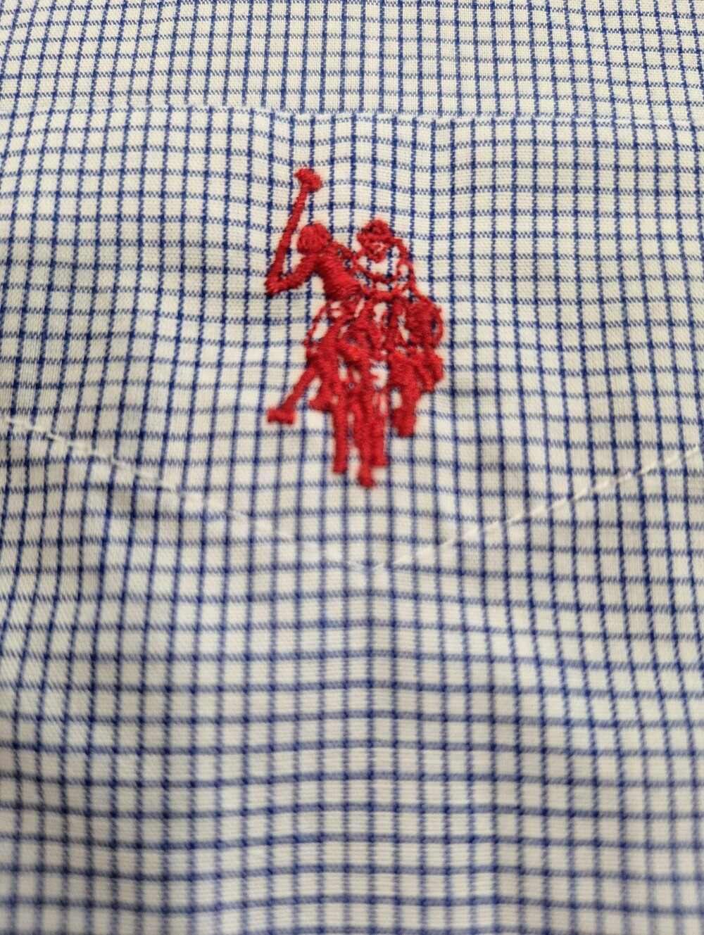 US Polo Assn Short Sleeve Button Down Shirt, Mens Slim Fit Medium, Blue Check - Picture 4 of 14